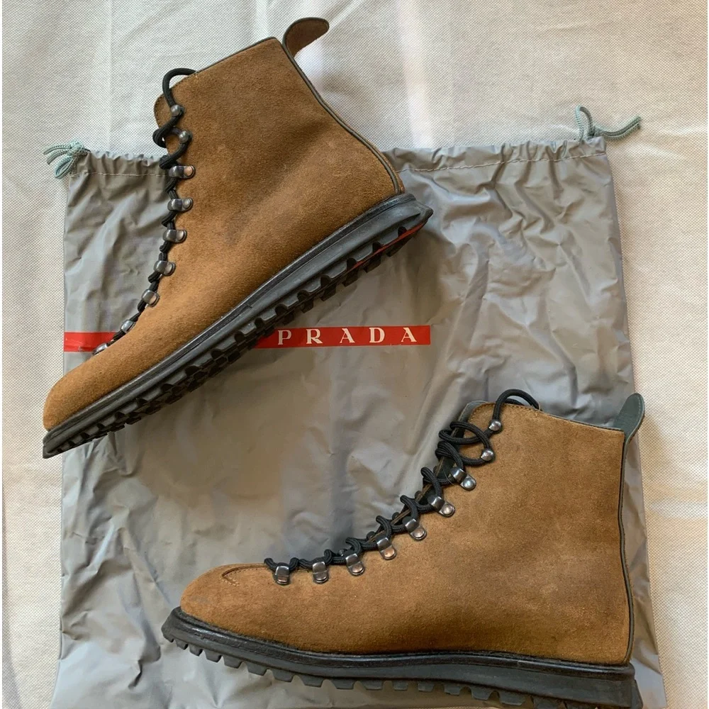Rare Vintage Prada Linea Rossa Prada Sport Lace Up Suede Boot Women’s 38 - Picture 1 of 7